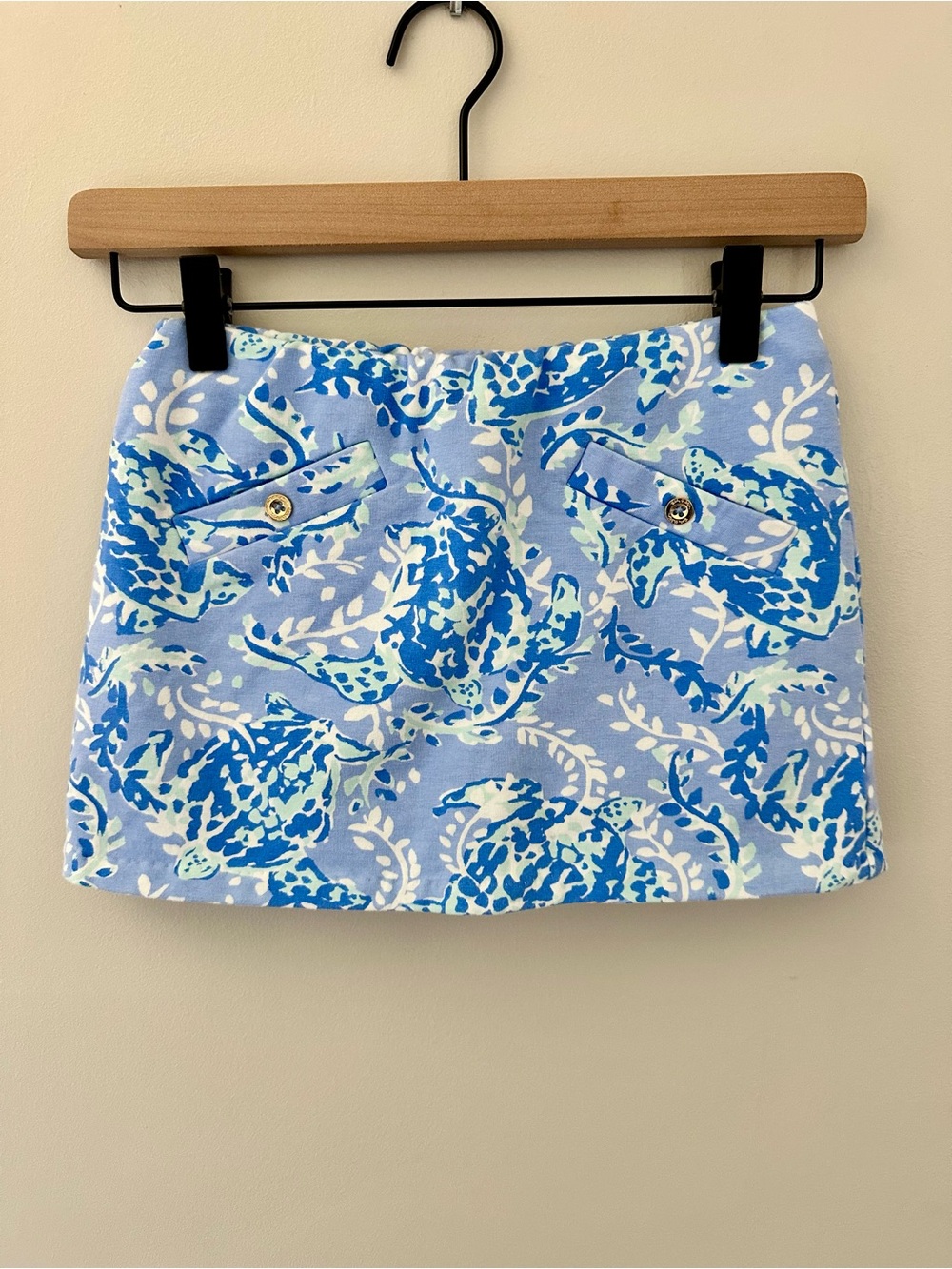 Lilly Pulitzer Madison Cotton Blue and White Sea Turtle Print Skort Sz8/10 Girls